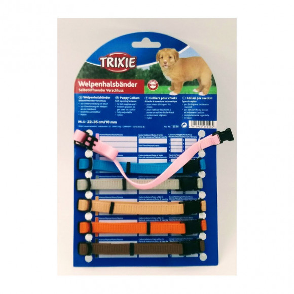 6 Colliers M-l  22 À 35 Cm X10 Mm Pour Chiot. Couleurs Différentes - Trixie - Tr-15556