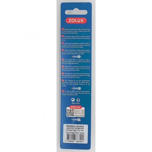 Laisse Puppy Pixie. 8 Mm . Longueur 1,20 M. Couleur Rose. Pour Chiots - Zolux - Zo-466742ros