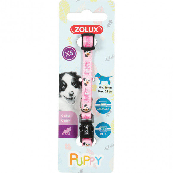 Collier Puppy Mascotte. 8 Mm .16 À 25 Cm. Couleur Rose. Pour Chiots - Zolux - Zo-466735ros