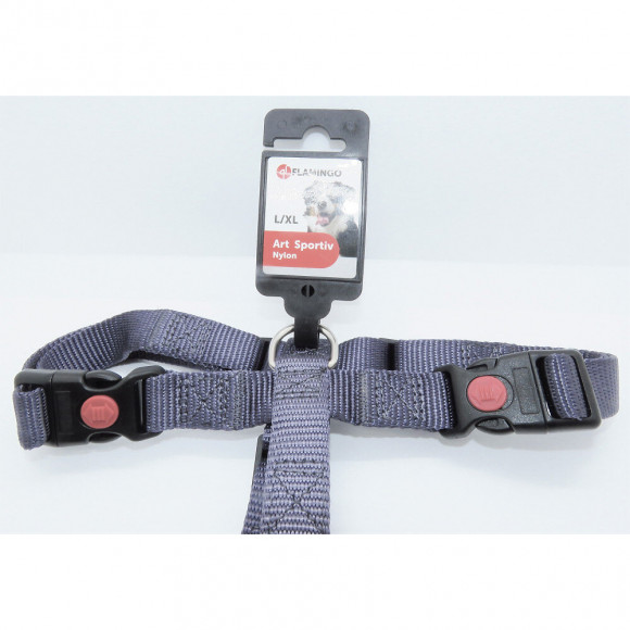 Harnais H Ziggi Bleu Granite . Tour De Cou 45 -65 Cm. 20 Mm . Taille L/xl. Pour Chien. - Flamingo Pet Products - Fl-64239