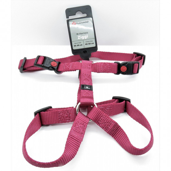 Harnais H Ziggi Rouge Cerise. Tour De Cou 35 -50 Cm. 15 Mm . Taille S/m. Pour Chien. - Flamingo Pet Products - Fl-519924