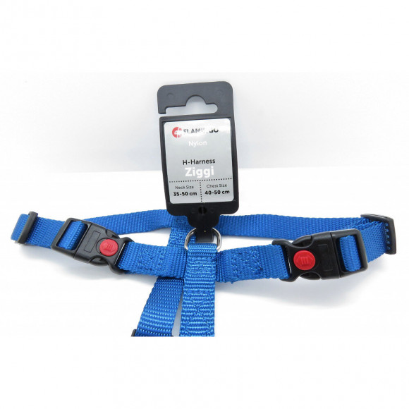 Harnais H Ziggi Bleu  . Tour De Cou 35 -50 Cm. 15 Mm . Taille S/m. Pour Chien. - Flamingo Pet Products - Fl-519902