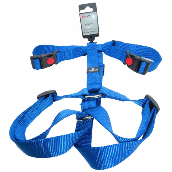 Harnais H Ziggi Bleu . Tour De Cou 60 -85 Cm. 25 Mm . Taille Xxl. Pour Chien. - Flamingo Pet Products - Fl-519904