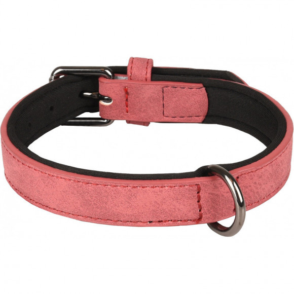 Collier Taille M. En Simili Cuir Et Néoprène . Delu, Couleur Rouge. Pour Chien. - Flamingo Pet Products - Fl-519281
