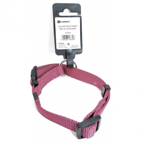 Collier Ziggi Rouge Cerise  30 -45 Cm. 15 Mm . Taille S.  Pour Chien. - Flamingo Pet Products - Fl-519914
