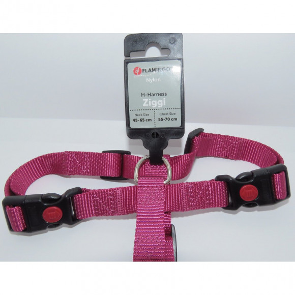 Harnais H Ziggi Rouge Cerise. Tour De Cou 45 -65 Cm. 20 Mm . Taille L/xl. Pour Chien. - Flamingo Pet Products - Fl-519925