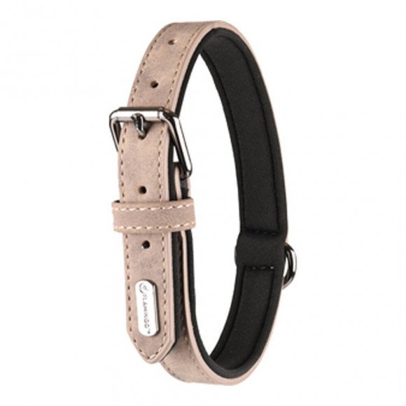 Collier Taille Xl. En Simili Cuir Et Néoprène . Delu, Couleur Taupe. Pour Chien. - Flamingo Pet Products - Fl-519321