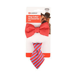 Accessoire Pour Collier  1 Cravate Et  1 Noeud Papillon. Bleu Ou Rouge. Pour Chien - Flamingo Pet Products - Fl-518993