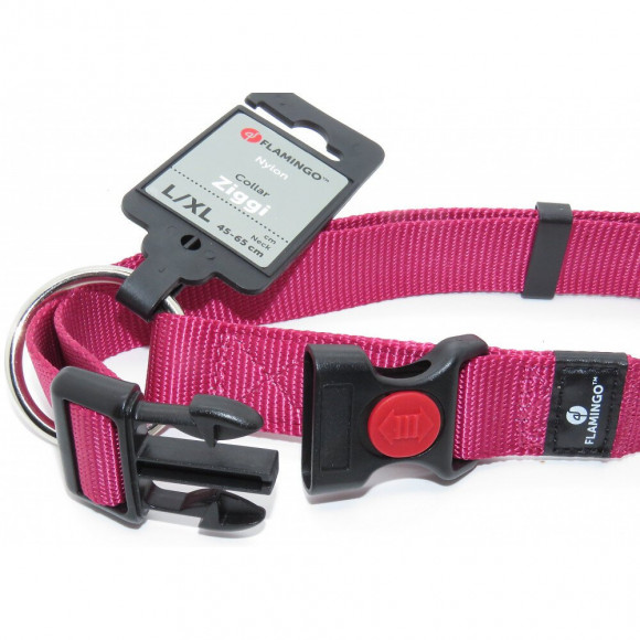 Collier Ziggi Rouge Cerise 45 -65 Cm. 25 Mm . Taille L/xl. Pour Chien. - Flamingo Pet Products - Fl-519916