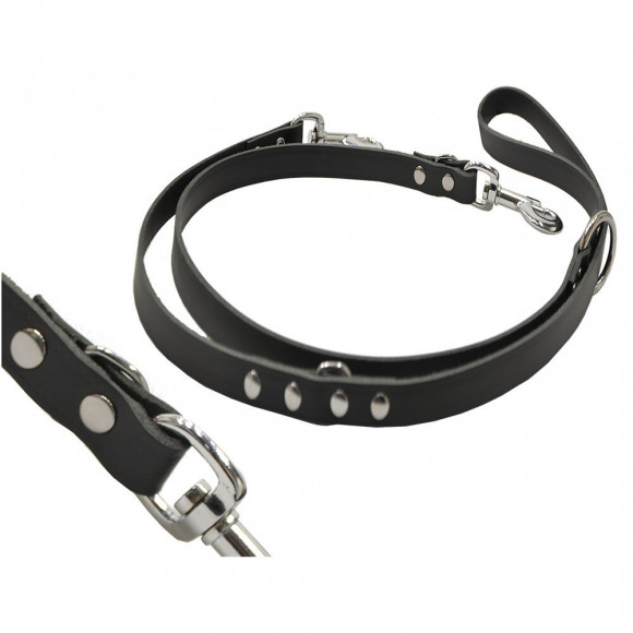 Laisse En Cuir Noir Ajustable Samy, 2 Mètres. Pour Chiens - Vadigran - Va-4754