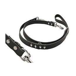 Laisse En Cuir Noir Ajustable Samy, 2 Mètres. Pour Chiens - Vadigran - Va-4754