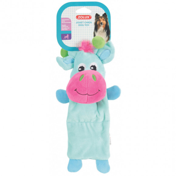 Jouet Peluche Jules Toudoux. Vache Turquoise Pour Chien. - Zolux - Zo-480071tur