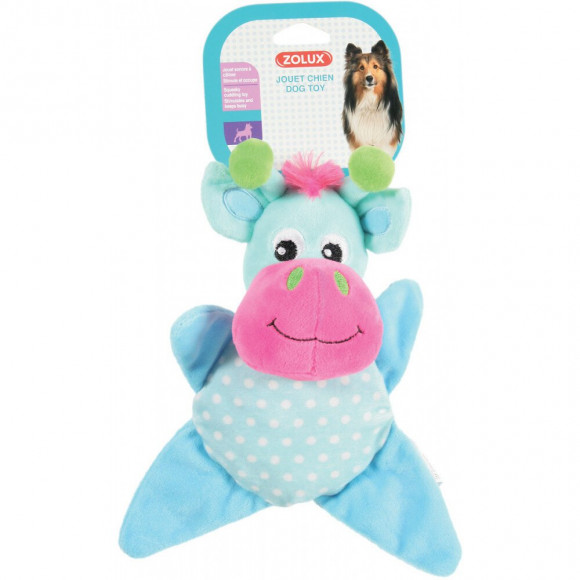 Jouet Peluche Ines Toudoux. Vache Turquoise. 18 X 22 X 9 Cm. Pour Chien. - Zolux - Zo-480072tur