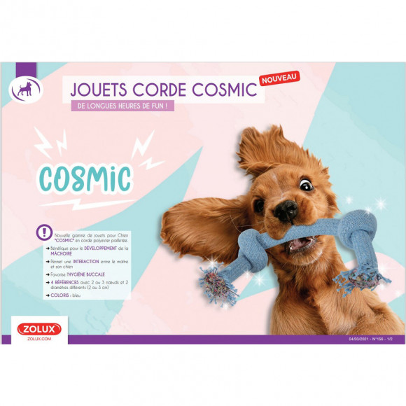 Corde Cosmic  3 Nœuds. Taille Ø 3 Cm X 50 Cm. Jouet Pour Chien. - Zolux - Zo-480493