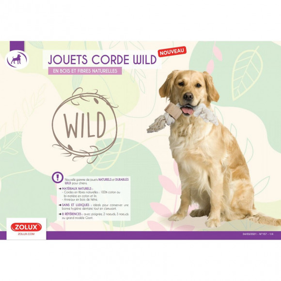 Corde Wild Poignée. Taille Ø 1.5 Cm X 37 Cm. Jouet Pour Chien. - Zolux - Zo-480451