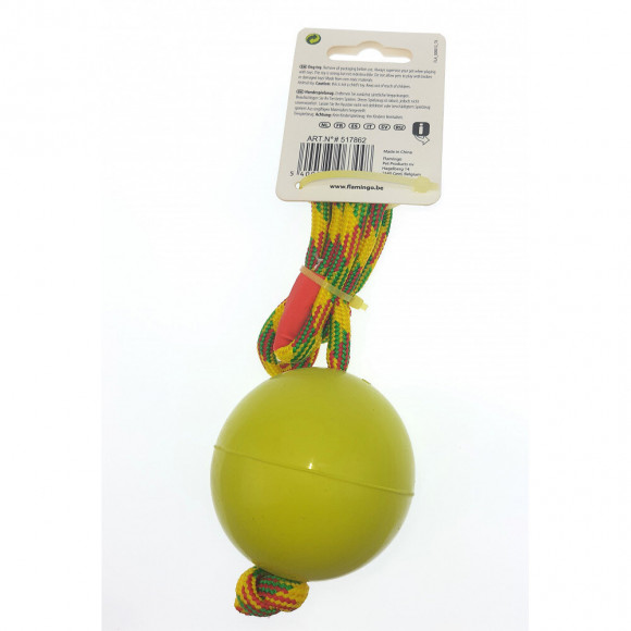 Balle Avec Corde. Verte . 58 Cm.  Pour Chien - Flamingo Pet Products - Fl-517862