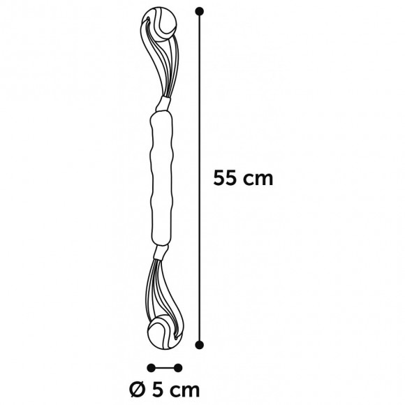 Bâton Tissé Movas Avec Balle De Tennis. 55 Cm . Jouet Pour Chien. - Flamingo Pet Products - Fl-521061