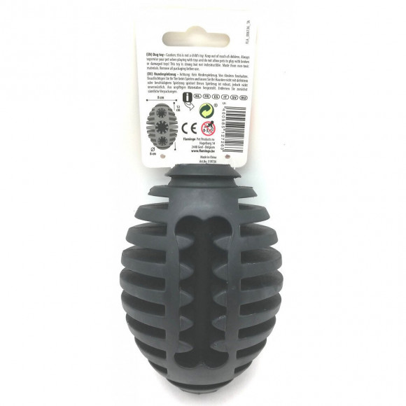 Jouet Pour Chien. Gladiator Rugby L. Noir 12 Cm Ø 8.5 Cm. Extra Strong - Flamingo Pet Products - Fl-519726