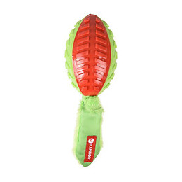 Ballon De Rugby Avec Queue En Peluche Rouge- Vert 32 Cm Pour Chien - Flamingo Pet Products - Fl-518656