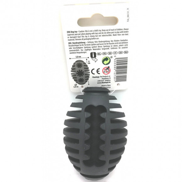 Jouet Pour Chien. Gladiator Rugby  S. Noir 8 Cm Ø 5.8 Cm. Extra Strong - Flamingo Pet Products - Fl-519724