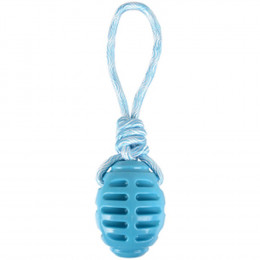 Jouet Rugby + Corde À Tirer Bleu 30.5 Cm. Rudo. En Tpr. Pour Chien. - Flamingo Pet Products - Fl-519500