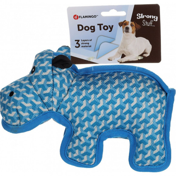 Jouet Strong Stuff Hippopotame Bleu 24 Cm. Pour Chien. - Flamingo Pet Products - Fl-521036
