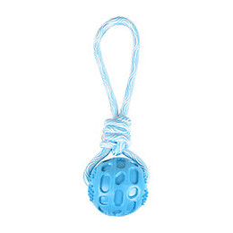 Jouet Balle + Corde À Tirer Rudo. Couleur Bleu. 26 Cm.  Tpr. Pour Chien. - Flamingo Pet Products - Fl-519502