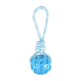 Jouet Balle + Corde À Tirer Rudo. Couleur Bleu. 26 Cm.  Tpr. Pour Chien. - Flamingo Pet Products - Fl-519502