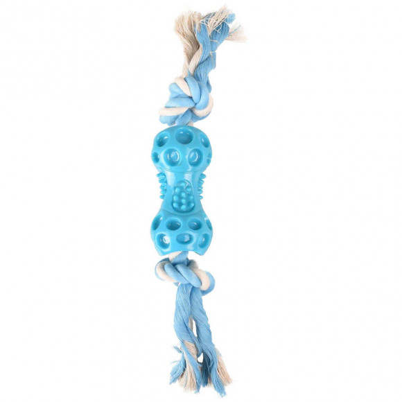 Jouet Haltère + Corde Bleu 34 Cm. Lindo. En Tpr. Pour Chien. - Flamingo Pet Products - Fl-519497