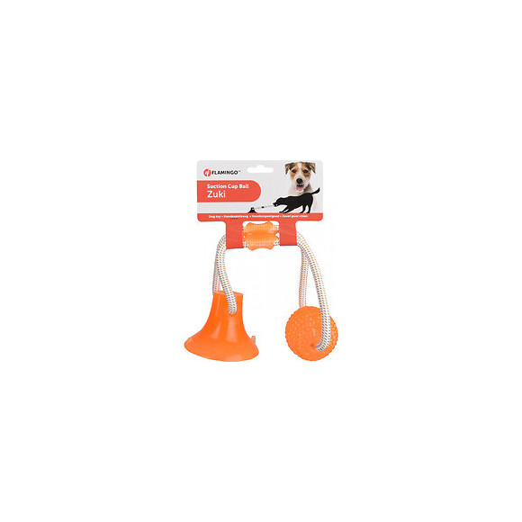 Jouet Avec Ventouse Et Balle. Gamme Zuki . Couleur Orange - Flamingo Pet Products - Fl-520465