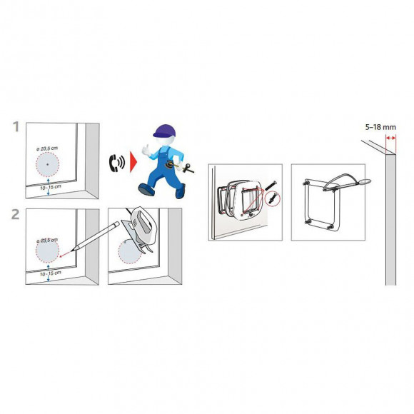 Chatiere - 4 Positions - Pour Porte Verre - 27 X 26 Cm - Blanc