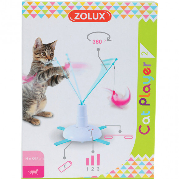 Jouet  Rotatif Avec Plumeau.  Cat Player2. D 48 X 48 X 34.5 Cm. Pour Chat - Zolux - Zo-580718