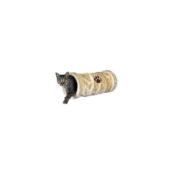 Tunnel De Jeu, Peluche Beige Ø 22 × 60 Cm - Chat - Trixie - Tr-42981