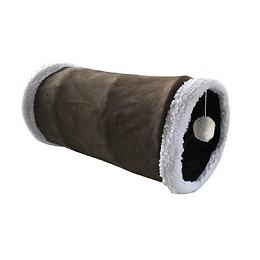 Tunnel Peluche À Bruissement. Ø 24.5 Cm X 50 Cm. Brun. Pour Chats. - Vadigran - Va-13757