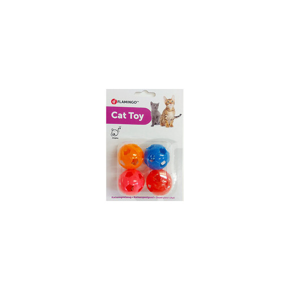 4 Balles A Grelot Pour Chat. Ø 3.8 Cm. Couleur Multiple - Jouet Pour Chat - Flamingo Pet Products - Fl-560899