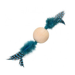 Jouet 1 Balle En Bois Avec Plume. 13 X 4 Cm. Jouet Pour Chat. Couleur Aléatoire. - Flamingo Pet Products - Fl-561066