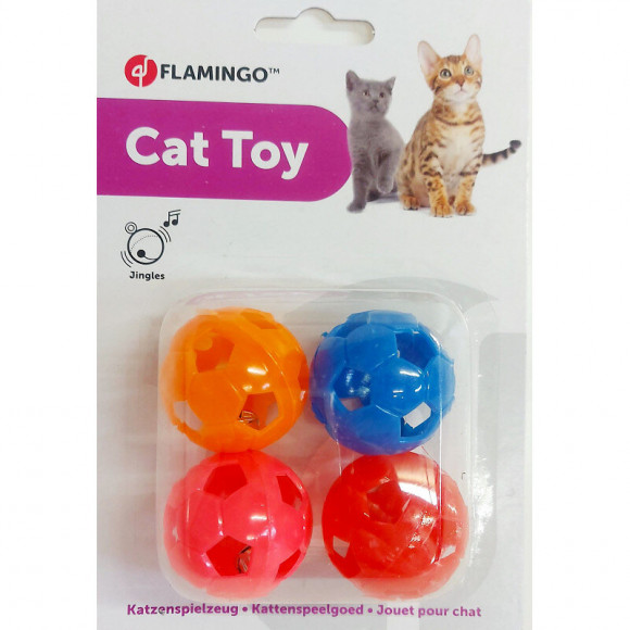4 Balles A Grelot Pour Chat. Ø 3.8 Cm. Couleur Multiple - Jouet Pour Chat - Flamingo Pet Products - Fl-560899