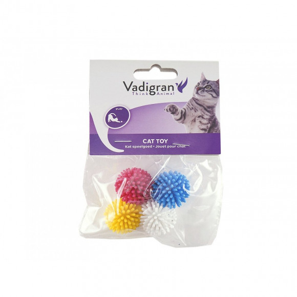 Lot 4 Balles A Jouer Pour Chat - Balle Type Hérisson 3,8 Cm - Vadigran - Va-14295
