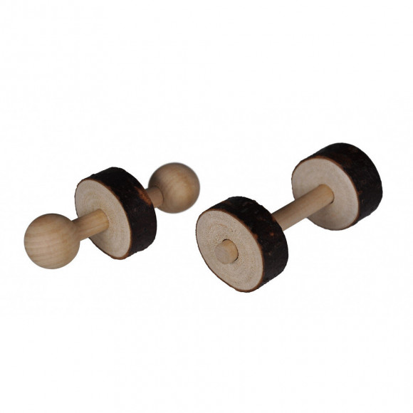 Jouet En Bois 2  Haltères  9 Cm . Pour Rongeur. - Vadigran - Va-13674