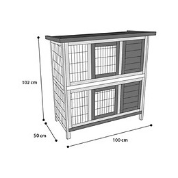 Lapinière Bois Combi 1 Rustic .100 X 50 X 102 Cm. Attention Cotation Toiture - Flamingo Pet Products - Fl-210158