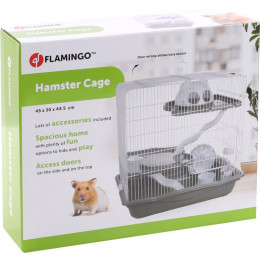 Cage Binky Grise. 45 X 30 X 44.5 Cm. Pour Hamster. - Flamingo Pet Products - Fl-210333