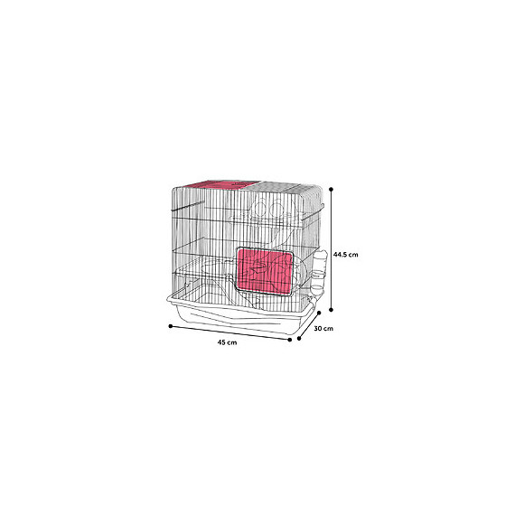 Cage Binky Grise. 45 X 30 X 44.5 Cm. Pour Hamster. - Flamingo Pet Products - Fl-210333