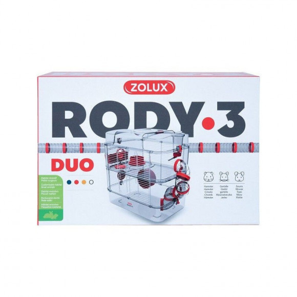 Cage Duo Rody3. Couleur Grenadine. Taille 41 X 27 X 40.5 Cm H. Pour Rongeur - Zolux - Zo-206019