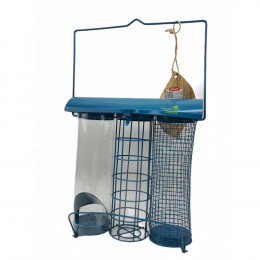 Mangeoire Trio Azur. 20 X 9 X Hauteur 22.5 Cm . Pour Oiseaux - Zolux - Zo-170118