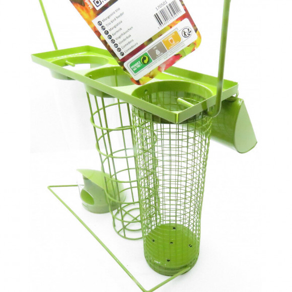Mangeoire Trio Vert. 20 X 9 X Hauteur 22.5 Cm . Pour Oiseaux - Zolux - Zo-170501