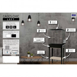 Cage Et Meuble Chic Loft. Taille L.  53.5 X 33 X Hauteur 134 Cm. Couleur Noir. - Zolux - Zo-104182noi
