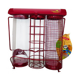 Mangeoire Trio Grenat. 20 X 9 X Hauteur 22.5 Cm . Pour Oiseaux - Zolux - Zo-170117