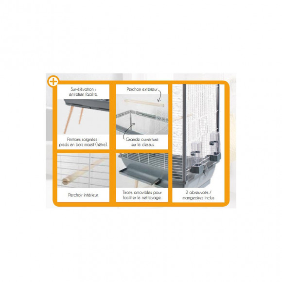 Cage À Oiseaux Neo Jili- Xl.  Couleur Grise. Taille Xl. 81x 48 X Hauteur 132 Cm.. - Zolux - Zo-104135gri