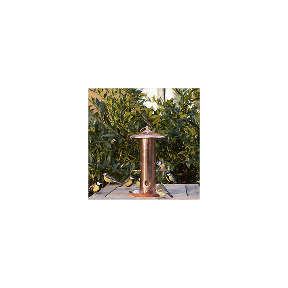Mangeoire À Graines Plaqué Cuivre. Hauteur 30.5 Cm. Pour Oiseaux. - Esschert Design - Ed-fb380