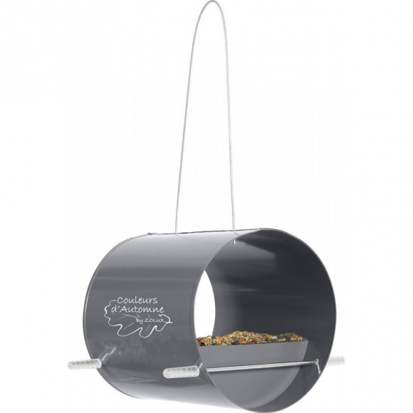 Mangeoire Petit Tonneau Ardoise .  Ø 14 Cm. Pour Oiseaux. - Zolux - Zo-170512